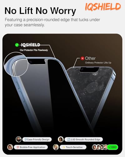 Image of IQShield My-View Privacy Screen Protector Tempered Glass Guard for iPhone 13 Mini, 9H Hardness, 2-Way Anti-Spy, Case Friendly [1 Pack]