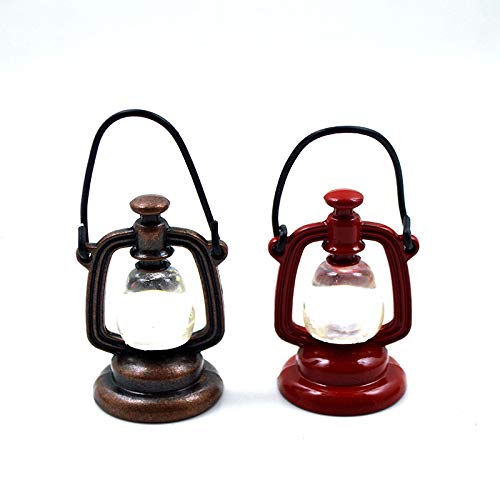 FOUTP Simulation Öllampe Puppenhaus Zubehör Puppenhaus Möbel Miniatur Laterne Öl Lampe Mini Lichtkunststoff Vintage… – Bild 4