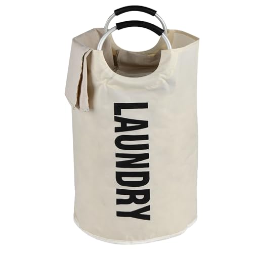 YRCBEHFU ランドリーバスケット 82L 大容量 洗濯カゴ 600D防水オックスフォード 折りたたみ ランドリーバッグ 洗濯物入れ 衣類収納 寝室/リビング/クローゼット 幅38×高さ72(cm) (ホワイト)