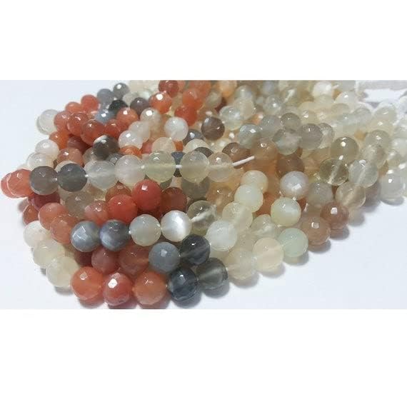 Multi Moonstone perles rondelles facettées 7mm de qualité gemme pour création joaillerie unique - 5