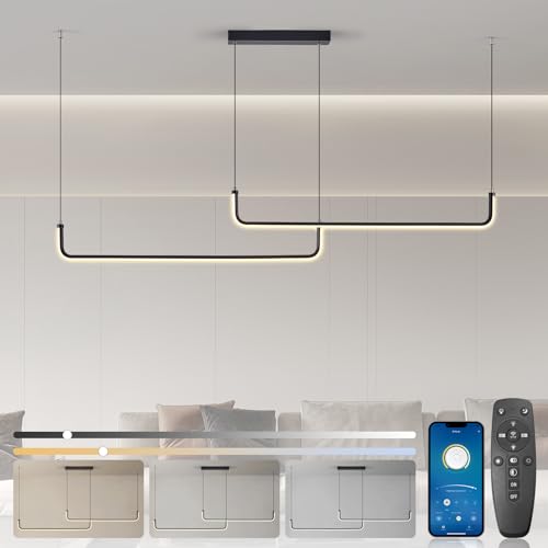 Brimeti Lámpara Colgante Led Moderna Regulable 36w Lámpara De Techo Suspendida 120cm, Inteligente Control Por App, Para Comedor, Cocina, Sala De Estar, 3000-6000k,Con Control Remoto Negro Brimeti Lámpara Colgante Led Moderna Regulable 36w Lámpara De Techo Suspendida 120cm, Inteligente Control Por App, Para Comedor, Cocina, Sala De Estar, 3000-6000k,Con Control Remoto Negro