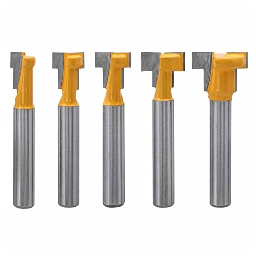 Treki 5pcs Fresas de Ranura en T de 1/4 '' Vástago Broca de Ranura Track T Slot Router Bits Cortador Fresas en T Carburo Fresadora de Madera Herramientas de Carpintería 5/16", 3/8", 1/2", 7/16", 5/8"