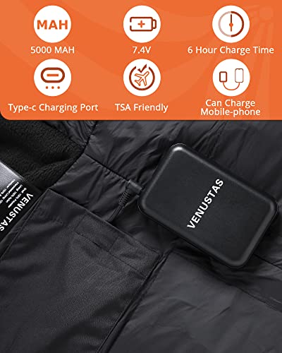Venustas Heated Down Vest For Women With 7.4V Battery Pack, 5 Heating Zones, 90% Duck Down, Stand-Collar Heated Vest For Hiking Hunting Camping #TOP4