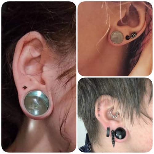DOEARKO 18 PCS/10 PCS Glass Ear Gauge Stretching Kit Plugs Comfy Stretching Fashion Body Piercing Jewelry set 16G-00G (16g-2g 18PCS, Black) by DOEARKO - Used condition - Image 4