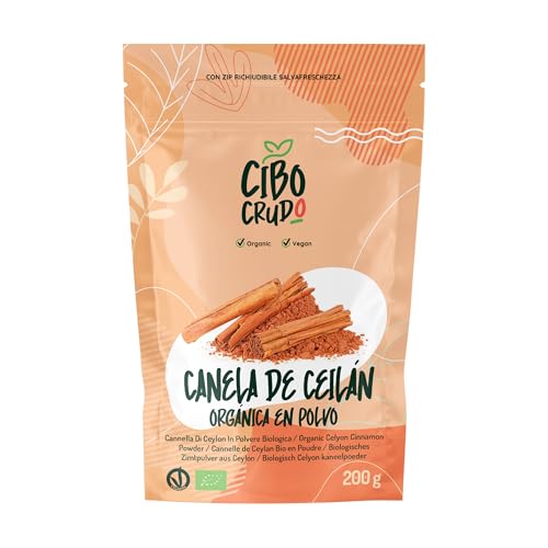 Canela de Ceylan en Polvo Ecologica - 200g. Canela Ceylan en Polvo Vegana 100% Natural y Pura de Calidad sin Aditivos ni Conservantes.