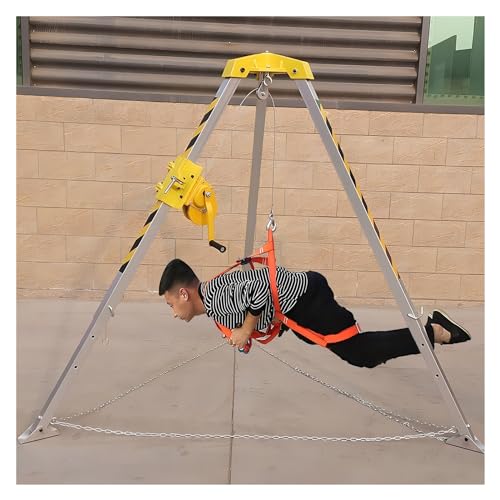 Portable Tripod Equipment for Lifting, Confined Space Tripod Kit with 1200 1800 2600 lbs Winch, Safety Harness Fall Protection Kit Rope Rescue Tripod (Size : 1200 Winch+Safe Belt)