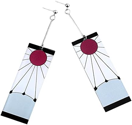 Anime Kamado Tanjiro Hanafuda Earrings - Kimetsu No Yaiba Hanafuda Earrings - Cosplay Accessories For Womens Girls Girls (drop)