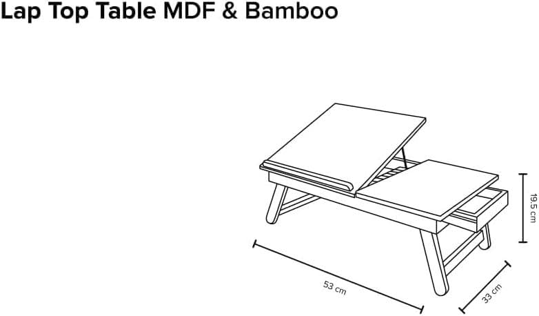 Image of Foldable Wooden Laptop Table for Bed & Sofa | Adjustable Laptop Desk with Tilt Top Cup Slot Drawer | Ergonomic Study Work Table for Home Office Reading Writing Use (Black)