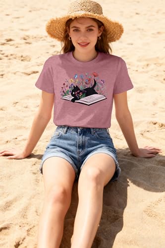Image of JINTING Cat Shirts for Women - Loose Fit Lightweight Short Sleeve Graphic Tee