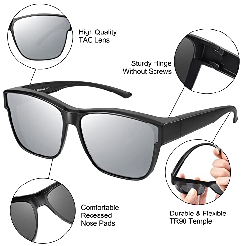 Image of URUMQI Polarized Sunglasses Fit Over Glasses for Men Women, Oversized Square Sun Glasses UV400 Protection