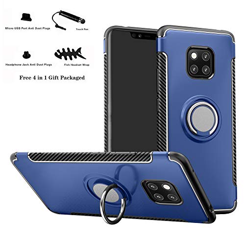 Labanema Mate 20 Pro case, Hybrid Dual Layer [Anti-Scratch] [Shock Absorption] 360 Degree Rotation Ring Holder Kickstand Armor Slim Protective Cover Case for Huawei Mate 20 Pro - Dark Blue
