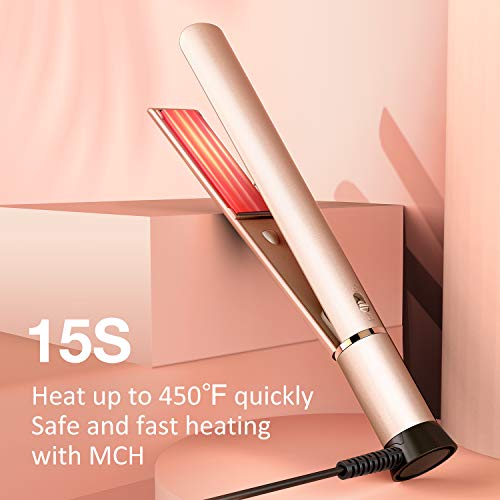 Homitt Professional Salon Hair Straightene and Curler Negative Ions, Ceramic Flat Iron for Hair with Dual Voltage &LCD 250°F-450°F, 3D Floating Plates Twist Straightening Iron for All Hair Style
