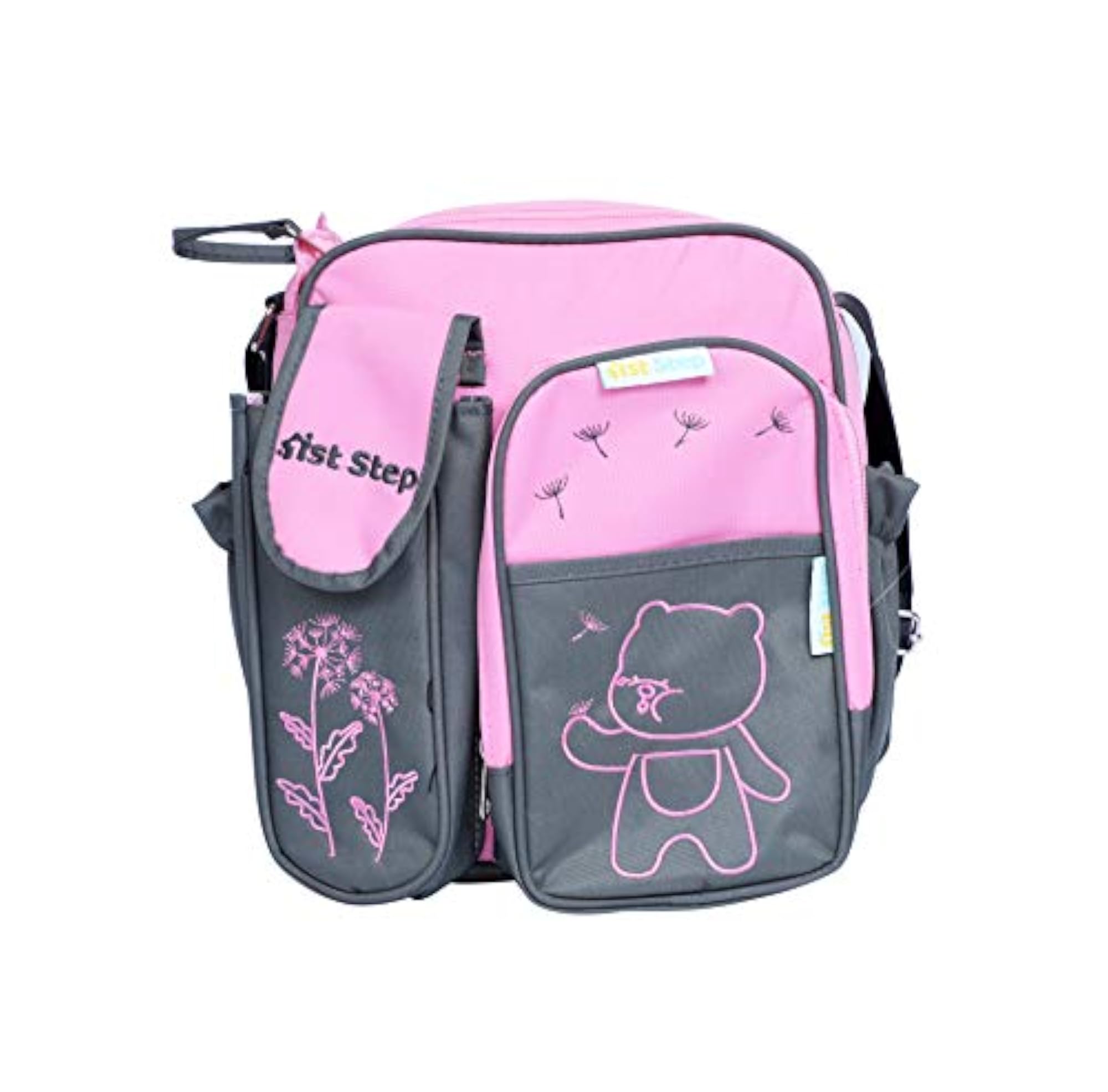 Multi-Functional Diaper Bag with Changing Mat & 3 Bottle Holders, Pink