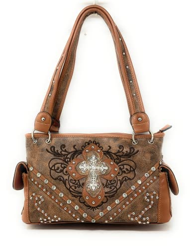 Western Embroidered Concealed Carry Purse/Wallet Set w/Rhinestone Cross2