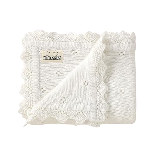 mimixiong Cotton Baby Blanket Knitted Crochet Receiving Crib Nursery Swaddling