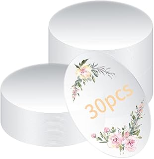 30 Pcs Clear Acrylic Sheets, Acrylic Blanks Circles, 4 Inches Round Acrylic Discs, Transparent Acrylic Panel Circle Sheets Signs for Picture Frame Painting DIY Crafts Display Stand Projects