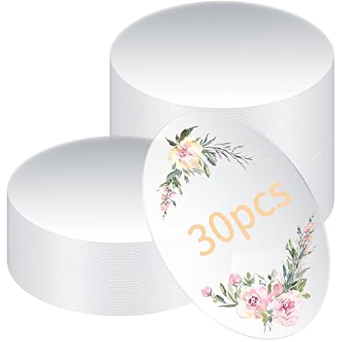 30 Pcs Clear Acrylic Sheets, Acrylic Blanks Circles, 4 Inches Round Acrylic Discs, Transparent Acrylic Panel Circle Sheets Signs for Picture Frame Painting DIY Crafts Display Stand Projects Cover