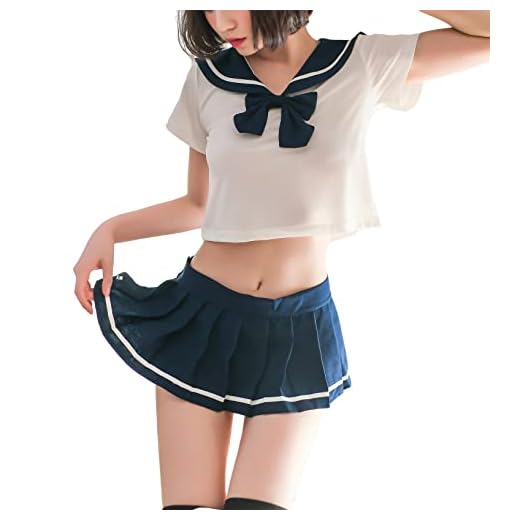 SINROYEE Disfraz de lencería de anime para cosplay, mini traje de marinero japonés para mujer, traje sexy de colegialas (azul)