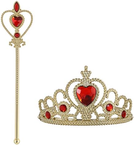 Vicloon Princess Dress Up Accessories, 2Pcs Elsa Dress Up with Elsa Crown,Wand,Gift Set for Girls Christmas Party Cosplay Set