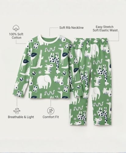 Image of Anthrilo Pure Cotton Printed Pyjama Set for Girls | Sleepwear | Night Suit, Night Wear | Long Sleeves T-Shirt & Pyjama | Regular Wear | 0-14 Years