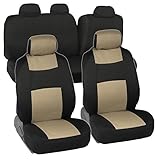 Full Set Black & Beige Seat Covers for Car Auto SUV Polyester Cloth - 60/40 Split Rear Bench