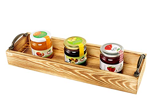 Strova Rectangular Wood Serving Tray With Handles – 16 Inch Long Narrow Tray For Serving Wine, Appetizers, Coffee, Condiments, Fruits, And More #TOP5