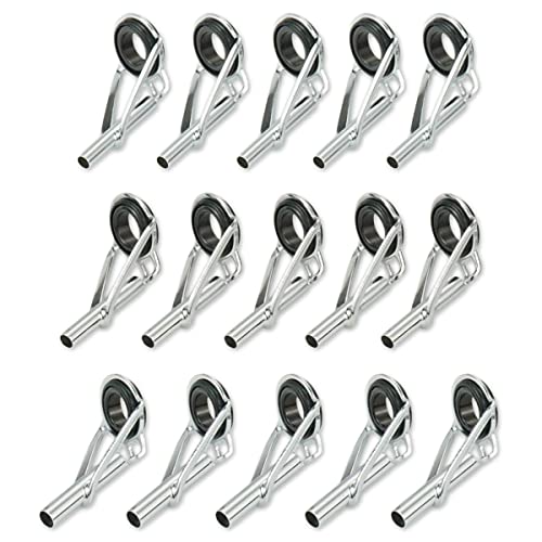 トップガイド ロッドガイド ステンレス 釣り竿 穂先 修理 15点セット (リング内径4.8o - パイプ内径1.8/2.0/2.4mm)
