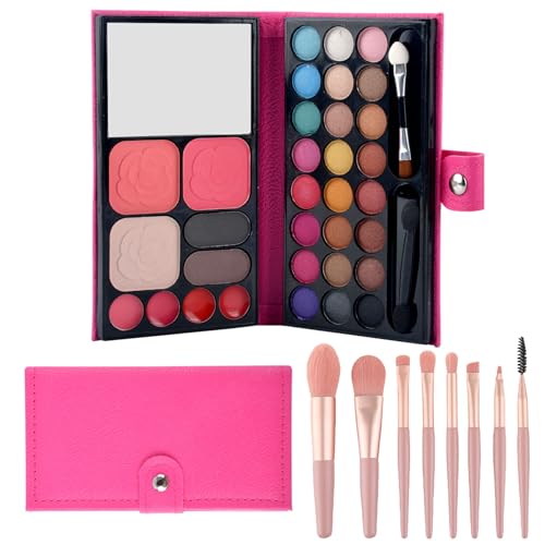 MUNSKT Set di trucco per ragazze, 33 colori per ragazze, set di trucco per bambini, 8 spazzole, 4 5 6 7 8 9 10 11 12...