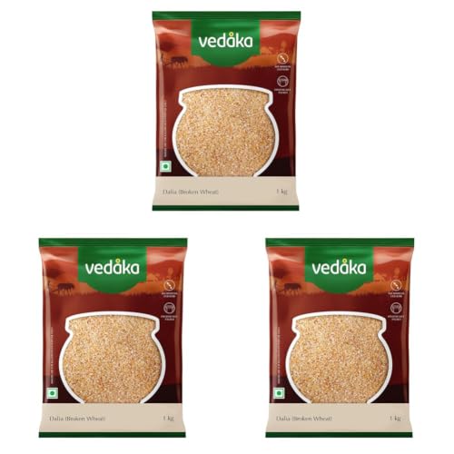 Image of Amazon Brand - Vedaka Dalia (Broken Wheat), 1 kg (Pack of 3)