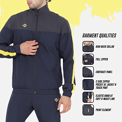 Image of Nivia Carboxy - 2 Track Suit /Sportswear Regular Fit Track Suits /Athletic Gym Running Jogging Suit Set (Black /Dark Grey /White, L)