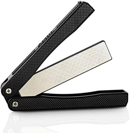 BonyTek 400/600 Grit Pocket Knife Sharpener Folding Diamond Knife Sharpener Double-Sided Sharpening Stone for Outdoor Camping Garden Kitchen (Black) (foldable)