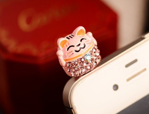 Dust Plug-earphone Jack Accessories Crystal Bling Lovely Pink Cat / Cell Charms / Dust Plug / Ear Jack for Iphone 4 4s / Ipad / Ipod Touch / Other 3.5mm Ear Jack(with Cutely Gift Box)-----takes 2--5 DAYS for delivery-- From NY--------