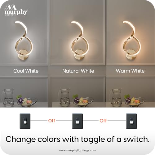 Image of Murphy Luxora Elegant LED Wall Lamp for Home - 2 Years Warranty - Modern Aluminium Light with 3 Color Modes (French Gold, Pack of 2)