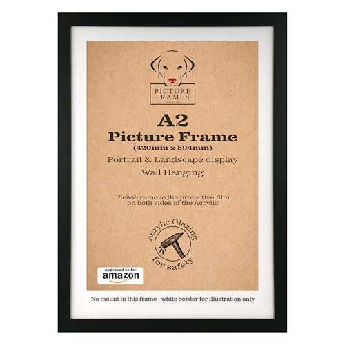A2 Black Picture Frame – 59.4 x 42 cm Wall-Mounted Poster Frame for Prints, Artwork & Certificates