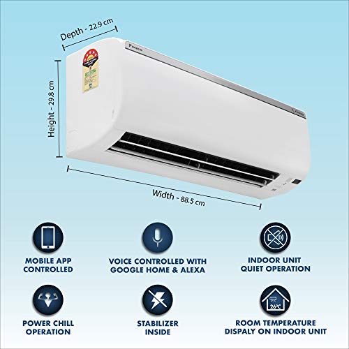 Image of Daikin 1.8 Ton 5 Star Wi-Fi Inverter Split AC (Copper, Anti Microbial Filter, 2020 Model, FTKR60TV, White)