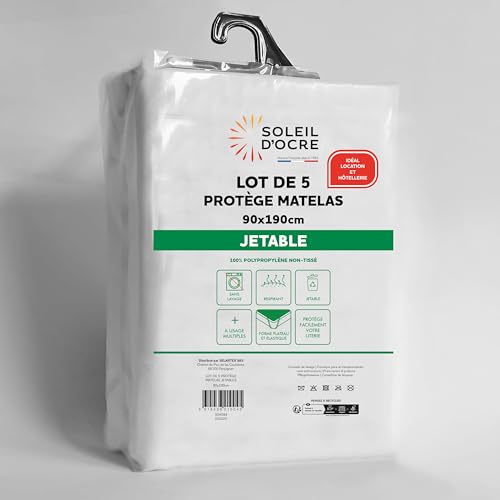 Soleil d'ocre, Lot de 5 protège Matelas jetables 90x190 cm