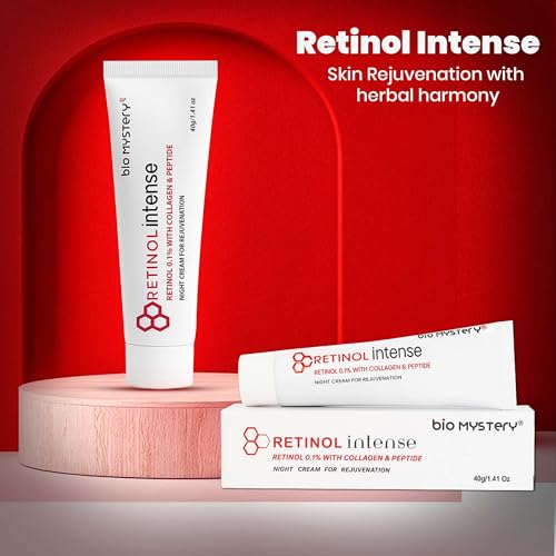 Image of Retinol 0.1 Intense Cream with Collagen & Peptide Vitamin A for Fine Lines, Sun Spots, Anti-Aging (40 Gram / 1.41 Oz)