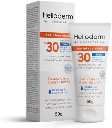 Protetor Facial Diário Helioderm Antioleosidade FPS 30 Sem Cor 50...