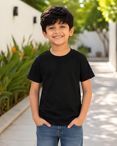 Image of Amazon Brand - Anarva Kids Plain T Shirt for Boys | 100% Cotton Soft Feel Round Neck Half Sleeve Solid Tee | Casual 0-14 Years