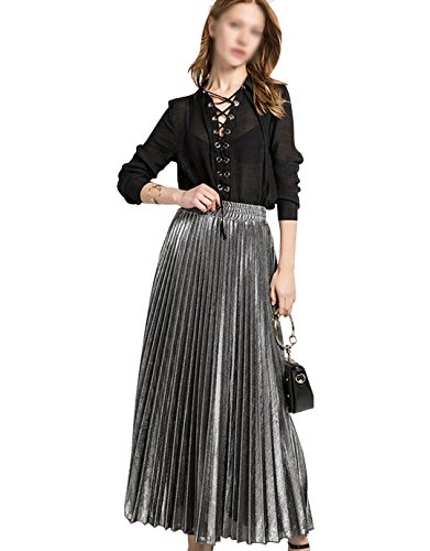 LA HUATE Gonna a pieghe metallizzata da donna e...