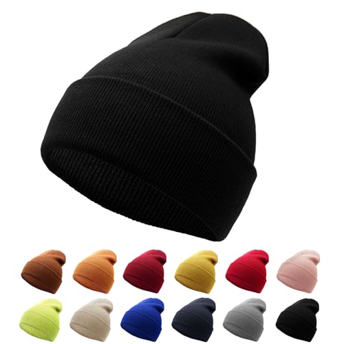 NebulaGlam Mütze Warm Mützen Unisex Wintermütze Strickmütze Weiche Winter Beanie Mütze für Herren und Damen für Outdoor Sports (Schwarz)