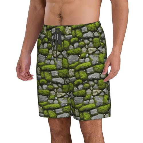 Moss Stone Pavement Print Stylish Beach Shorts Swim Trunks Lightweight Breathable Summer Outdoor Activities2