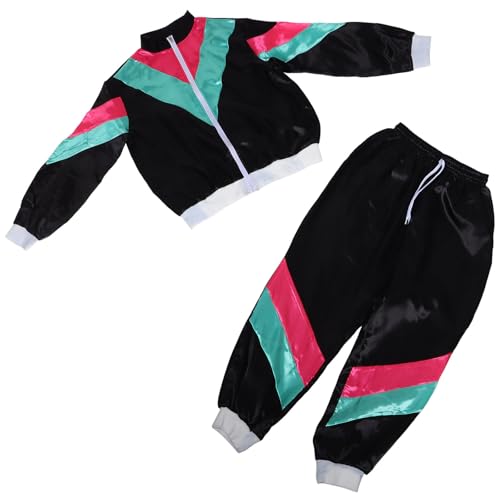 Hemobllo Disfraz de Baile Disco Unisex Niñas, Chándal Retro de Poliéster Tres Colores, Adecuado para Actuaciones y Eventos Temáticos
