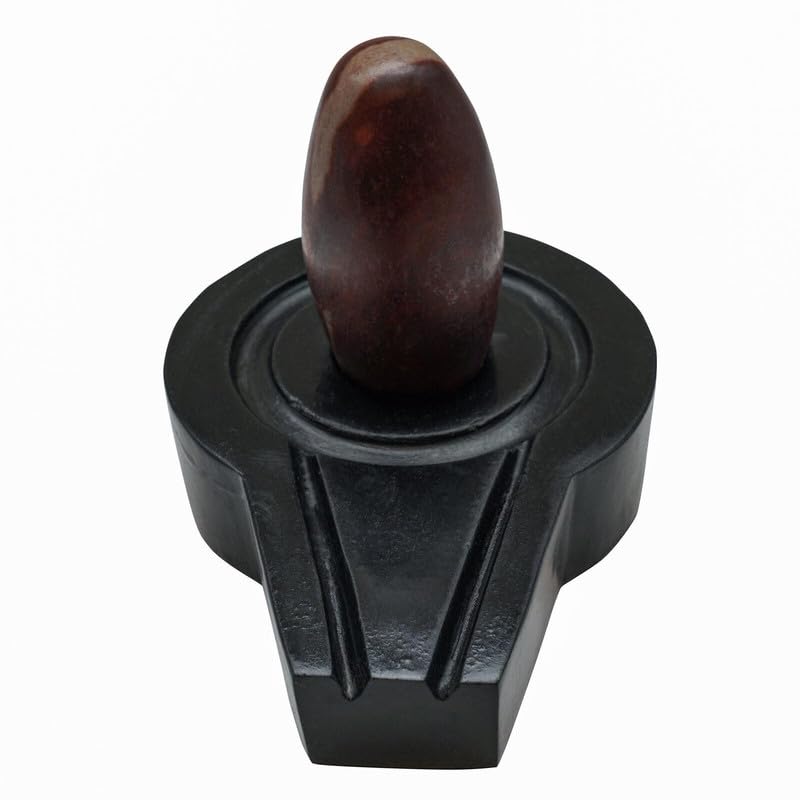 Image of PANDIT NM SHRIMALI Narmadeshwar Shivling with Jaldhari Stand for Shiv Pooja Energized Natural Narmada Stone with Jaldhara (Jaldhari: 5 inch, Narmadeshwara: 4 inch, Multicolour), Lord Shiva