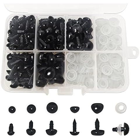 FANGZIDM 151PCS Safety Eyes and Noses with Washers 6-10mm Black Plastic Toy Eyes for Doll Making DIY Crafts Cover