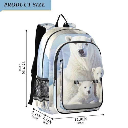 Polar Bear Winter Backpack Lightweight Bookbag Laptop Backpack College School Bag for Boys Girls2