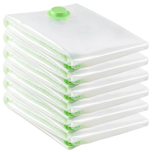 GUDELAK Lot de 6 sacs de rangement sous vide extra larges [130 x 100 cm], sacs de rangement sous vide XXL pour le rangement hermétique, économiseur d'espace, sacs de rangement sous vide Jumbo pour