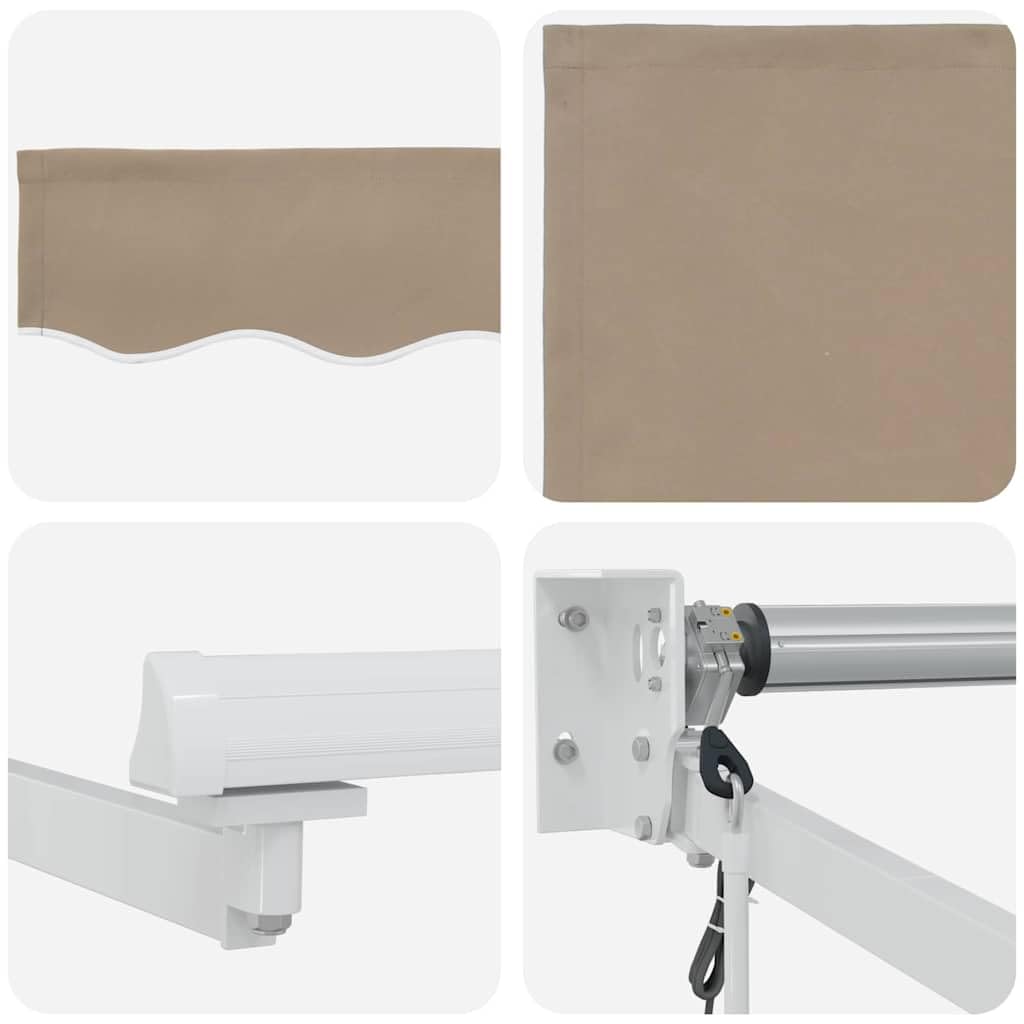 Toldo retráctil beige 350 x 250 cm con mando a distancia, toldo articulado de poliéster y aluminio, protección solar flexible para terraza, jardín y balcón