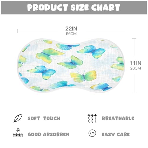 Kigai Watercolor Butterflies Burp Cloths for Baby 4-Layer Cotton Muslin Burping Cloths 22x11 inch Super Soft & Absorbent Spit Up Burp Rags for Newborn Boys Girls 2 Pack2