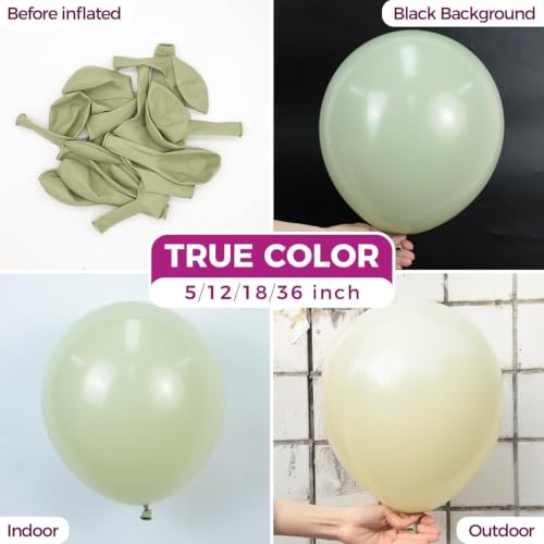 Image of Bezente Sage Green Balloons Latex Party Balloons 30 Pack 18 inch Large